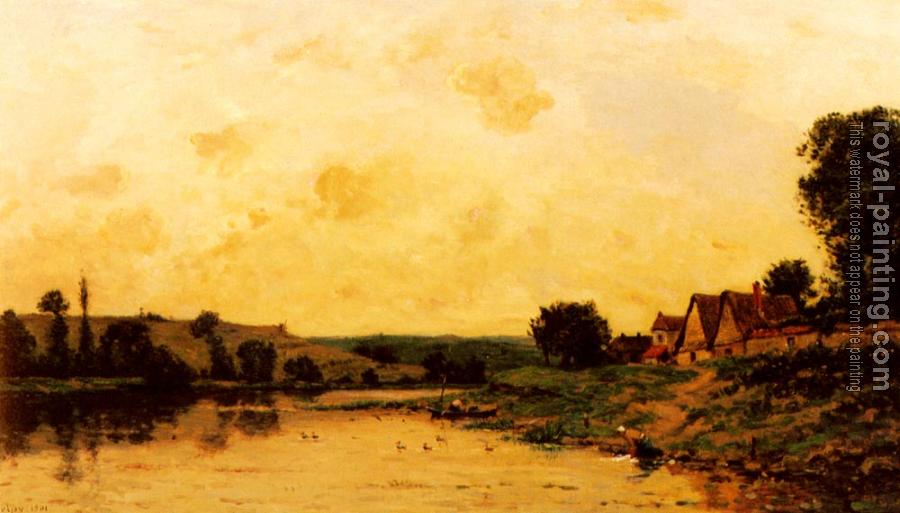 Hippolyte Camille Delpy : Washerwomen by the Banks of a River